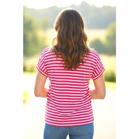 Stripe V-Neck Pink