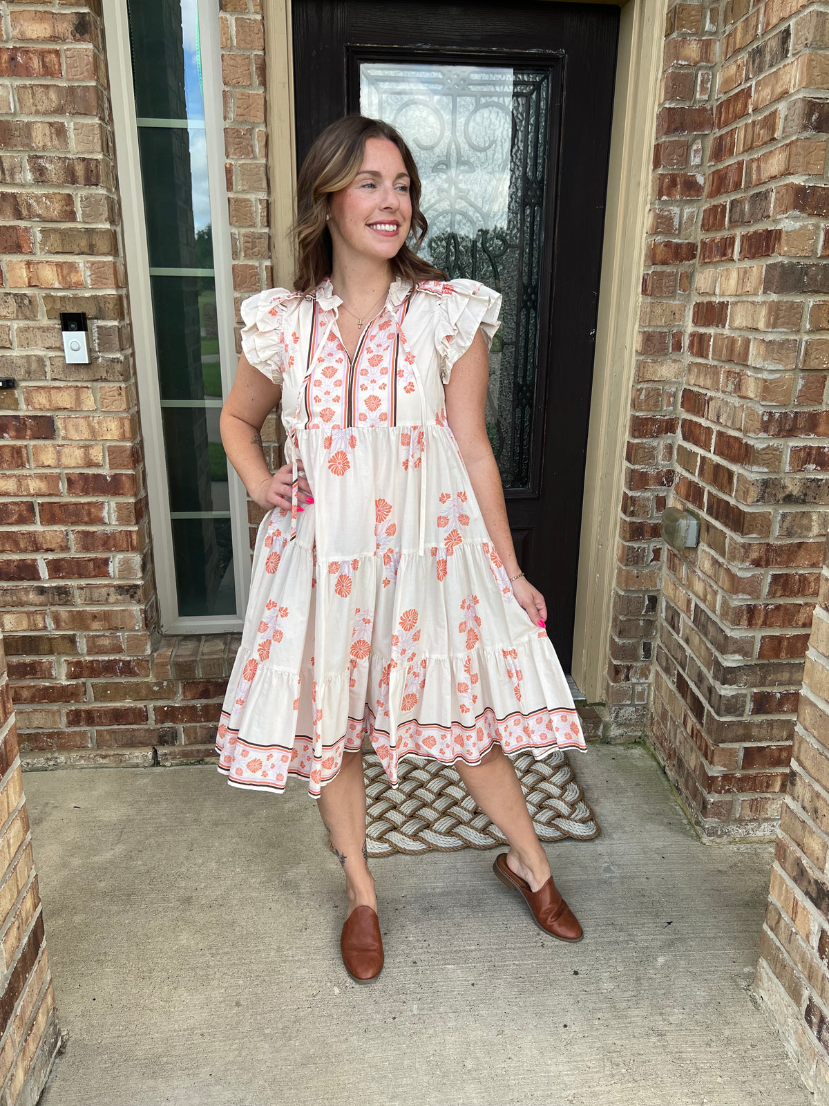 Coral Print Midi