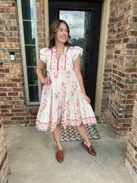 Coral Print Midi