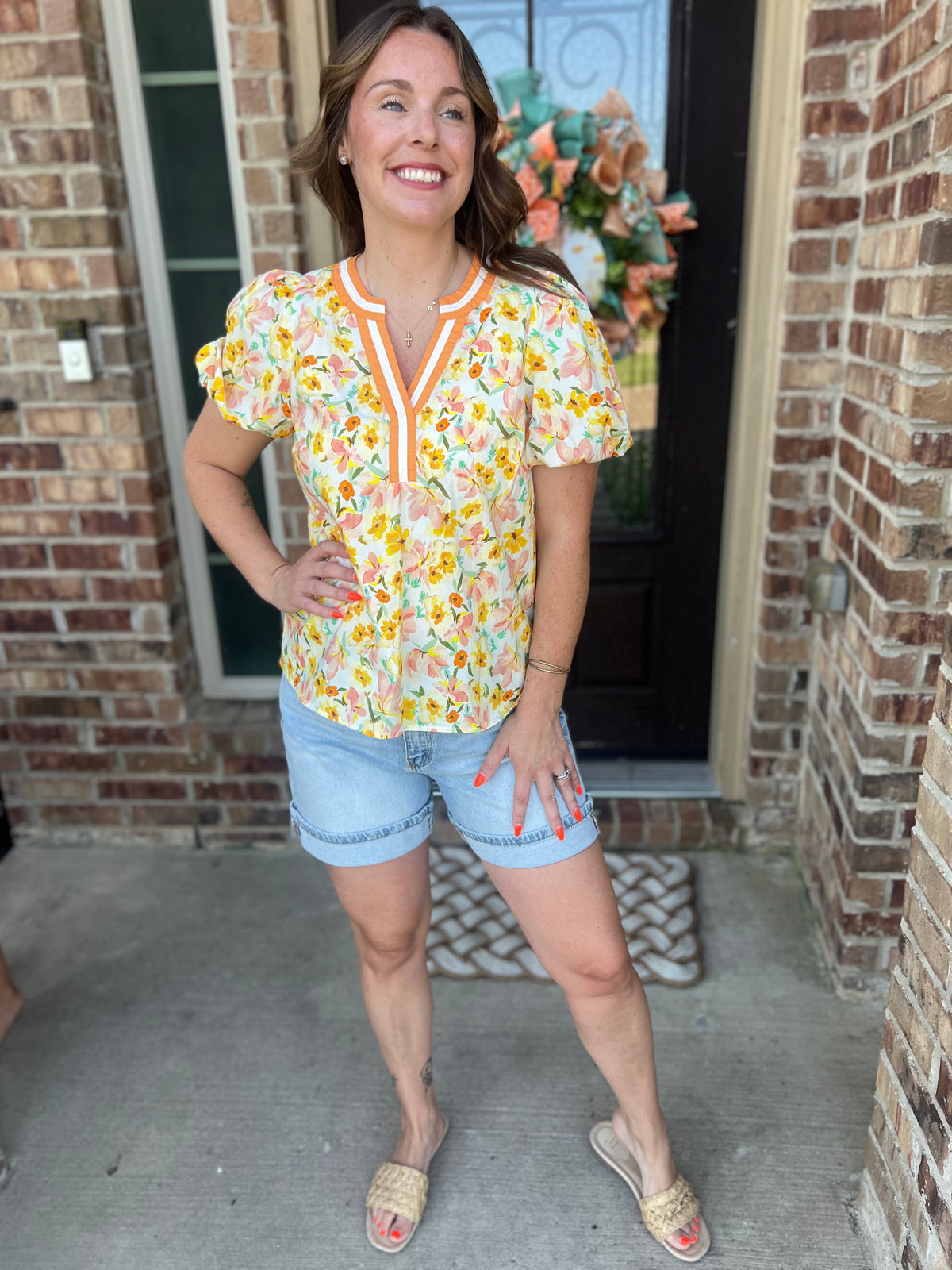 Floral Blouse Orange Yellow