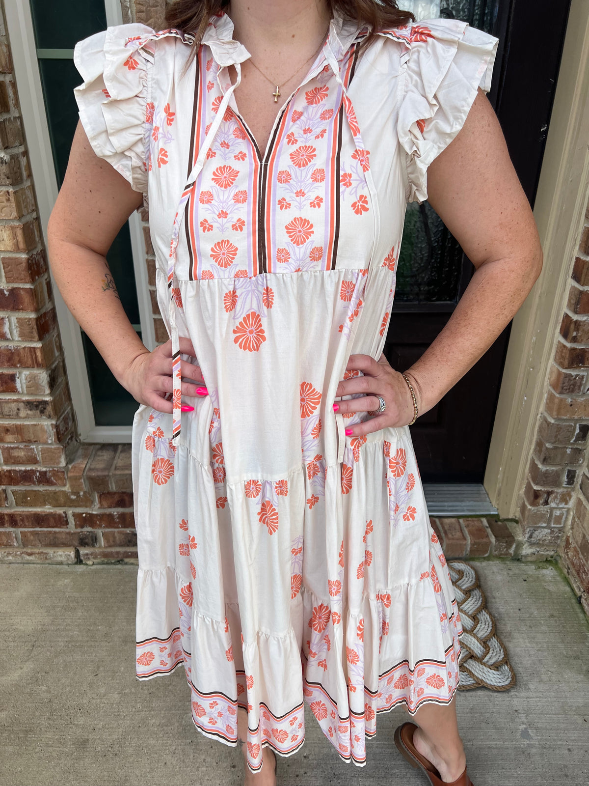 Coral Print Midi