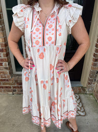 Coral Print Midi