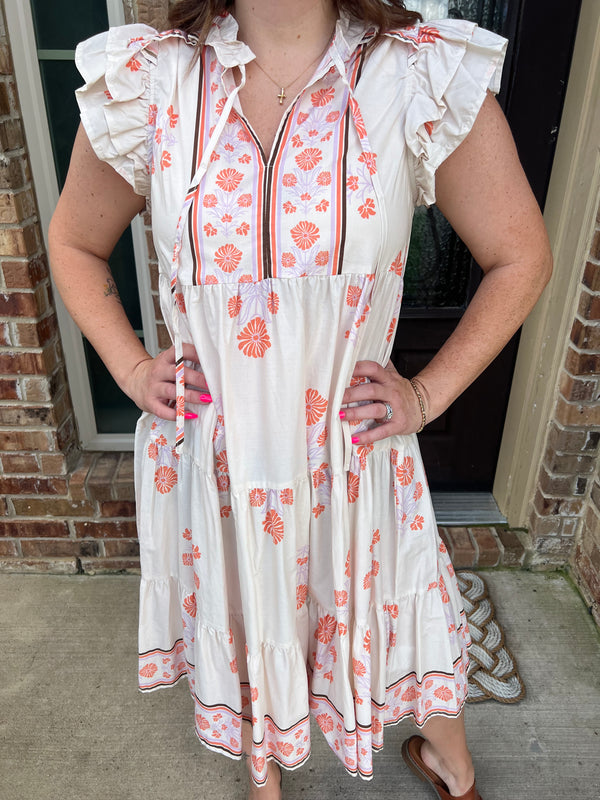 Coral Print Midi