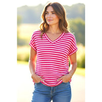 Stripe V-Neck Pink