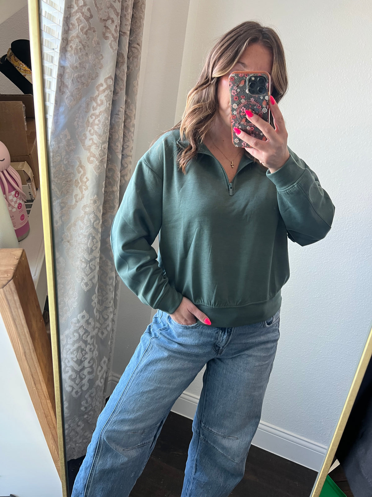 Zenana Scuba Half Zip Pullover
