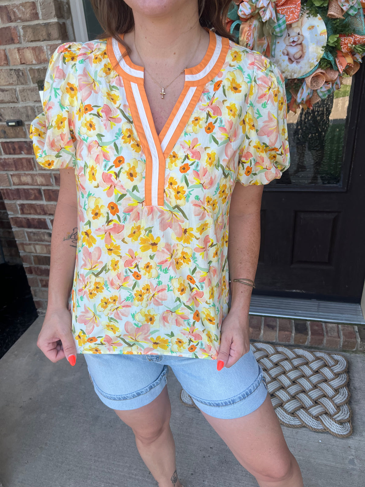 Floral Blouse Orange Yellow