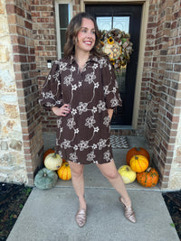 Entro Brown Whimsy Flower Dress