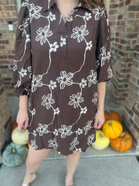 Entro Brown Whimsy Flower Dress